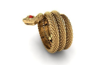 snake ring diamond gold gem jewelry rings 3d print model - Mito3D