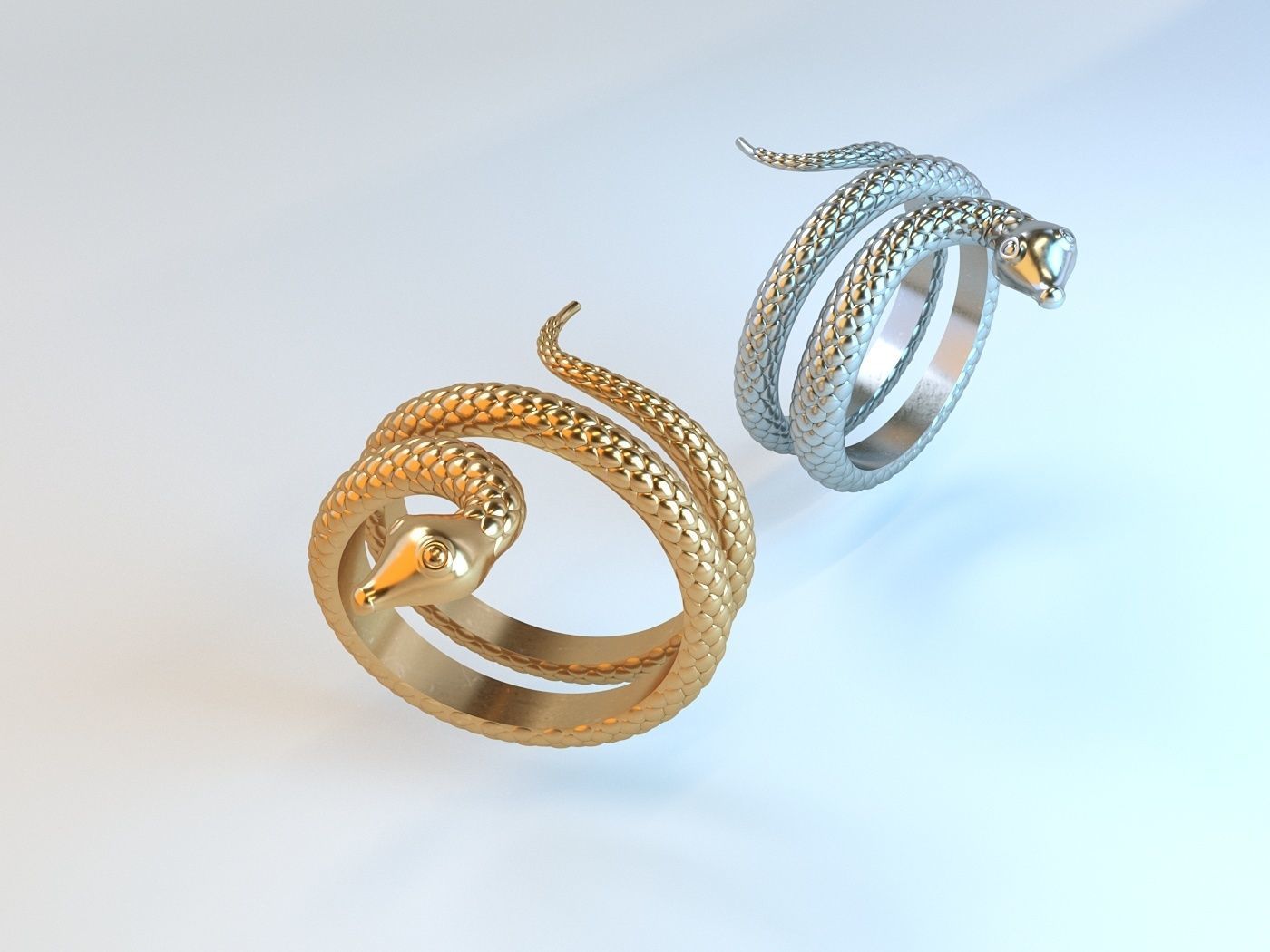 snake ring silver gold printable gem fashion jewelry brilliant beauty engagement iguana white sterling vintag preciou rings 3D print model - Mito3D