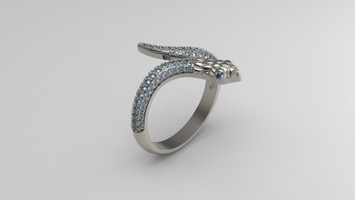 serpente squillare oro gioiello gioielleria argento stampabile diamante donna moda nozze solitario zaffiro rubino amore San Valentino engagement anelli 3d print model - Mito3D