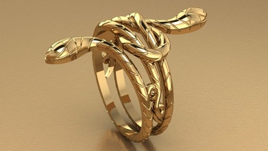 Schlange Ring Gold Luxus Silber druckbar Weiß Tier Diamant Mode Frau Schönheit Natur wunderschön Bypass Zubehörteil Juwel Schmuck Ringe 3d print model - Mito3D