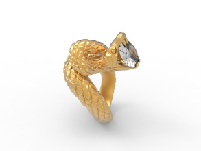 serpiente anillo 3d diseño diamante cara niña oro joyería joya colgantes anillos rosa rubíes rubí plata libra esterlina blanco mujer amarillo 3d print model - Mito3D