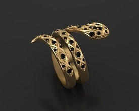 serpiente anillo joya joyería oro serpientes anillos imprimible compromiso hembra reptil cascabel terraza veneno venenoso víbora cobra 3d print model - Mito3D