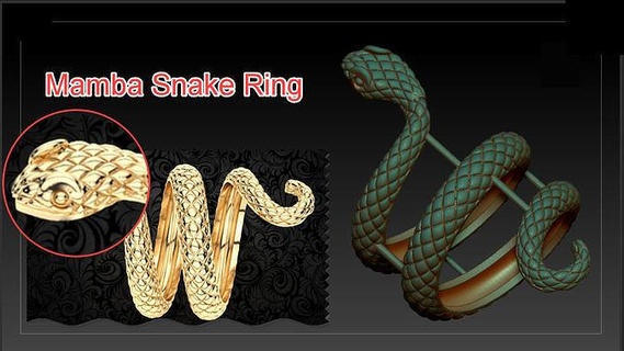 snake ring mamba texture zbrush snakes viper printable organic art jewelry rings infinity sculptures 3d print model - Mito3D
