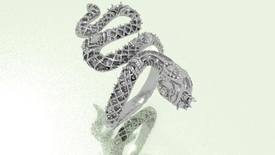 serpiente anillo 3dprint piedras preciosas veneno víbora animal reptil arte naturaleza diseño joyería joya moda 3d print model - Mito3D