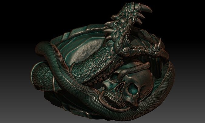 snake ring skull jewelry reptile art printable rings 3D print model - Mito3D