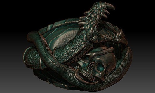 serpent bague crâne bijoux reptile art imprimable anneaux 3d print model - Mito3D