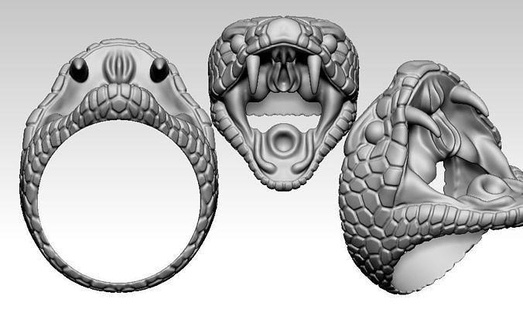 Schlange Ring Schmuck Gold Silber druckbar Ringe Reptil Tier Juwel 3d print model - Mito3D