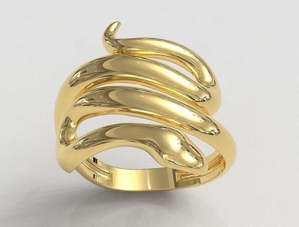Schlange Ring Schmuck Gold paulorani modisch Mode klassisch modern Silber Tier Ringe Teen Juwel 3d print model - Mito3D