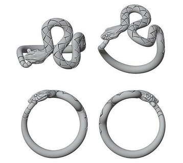 Schlange Ring Schmuck Tier Natur Mode Juwel druckbar Gold Silber Ringe 3d print model - Mito3D