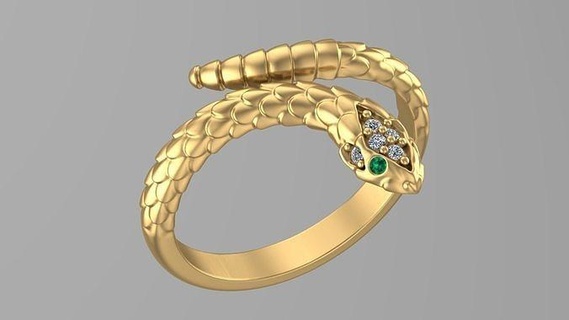 snake ring gold silver jewelry jewellery rings jewelri brilliant mold fashion design 3d print model - Mito3D