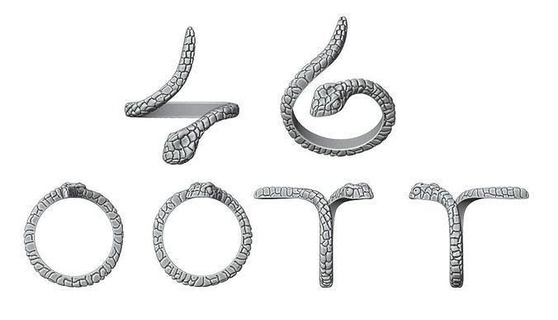 serpent bague 2 bijoux mode animal nature anneaux 3d print model - Mito3D