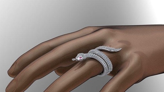 serpente squillare oro diamanti 3d Stampa modello vipera cobra boa stampante argento gioielleria anelli sonagli veleno arte statua miniature figurine 3d print model - Mito3D