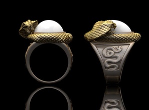 snake ring printed silver printable jewel gem diamond statue gold symbol geometric shape engagement sculpture jewelry rings 3d print model - Mito3D