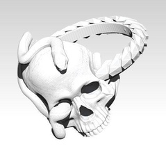serpente anello del cranio gioielli cobra scheletro le ossa uomo umana biker strada phyton stampabile gioiello argento testa faccia viaggio 66 di cnc anelli 3d print model - Mito3D