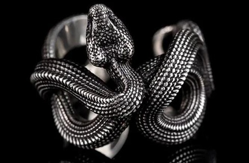 snake ring twist black cobra triangle twisted jewelry gold silver brass mental indan us aerica zbrush house rings 3d print model - Mito3D