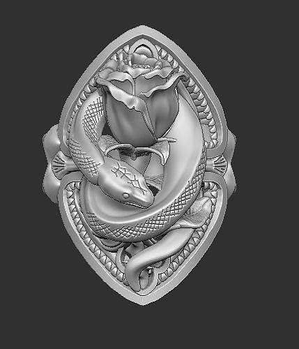 yılan gül yüzük altın elmas hiphop yazdırılabilir gümüş takı yüzükler 3D print model - Mito3D