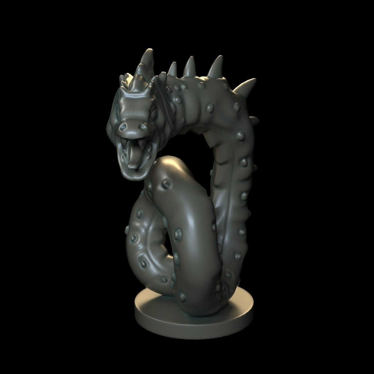 snake sculpture art basilisk summon demon water character high sculptures 3D print model - Mito3D