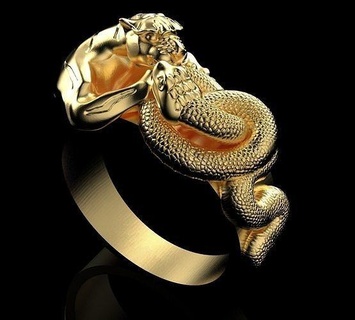 Schlange Tiger Ring Subhendue cncbangle zbrush Schmuck cgtrader Gold druckbar Ringe Silber 3dcad Mädchen Dame Anhänger Modell Nashorn Diamant frei 3dmodel 3d print model - Mito3D