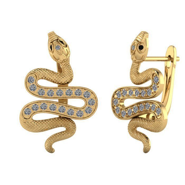 Schlangen Ohrringe Schlange Reptil Schmuck schmuck Silber Gold Python Kobra Juwel druckbar 3D print model - Mito3D