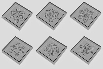 snow flake coaster set 6 pieces -12- snowflake winter ice house kitchen drink gadgets cup 3d print year symbol accessories 3d print model - Mito3D