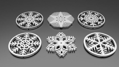 snow flake coaster set 6 pieces 3d print christmas tree xmas snowflake fractal year symbol illustration 2022 beer mat house accessories winter 3d print model - Mito3D