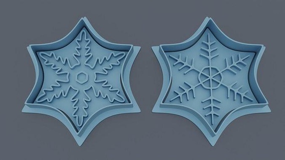 snow flake cookie cutter 2 stamp snowflake 3d print printable house kitchen dining cookiecutter ice bakery art dessert sugar biscuit cake sweet 3d print model - Mito3D