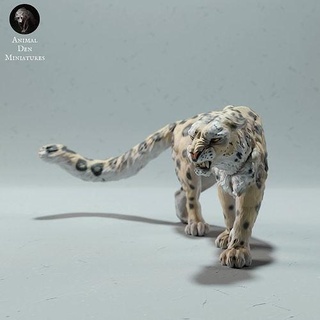 kar leopar kızgın hayvan arktik kedi büyük jaguar memeli vahşi yaban hayatı yaratık gerçekçi heykel heykelcik şekil minyatür kış tundra beyaz Sanat heykeller 3d print model - Mito3D