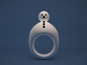 snow man ring jewelry snoman character human clothing christmas printing snowman rings 3d print model - Mito3D