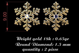 snow stud Schmuck tinyjewelry Ohrring Schnee Ohrringe 3d print model - Mito3D