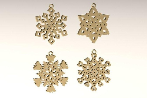 snowflake 2 pendant gold jewelry silver jewellery necklace fashion beauty printable gem brilliant 3dprint snow shape 3dmodel diamond pendants jewel geometric 3d print model - Mito3D