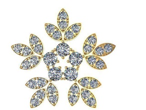 floco neve broche or pingente jóia imprimível branco platina gema brilhante diamante anel prata moda beleza safira ouro joalheria broches 3d print model - Mito3D