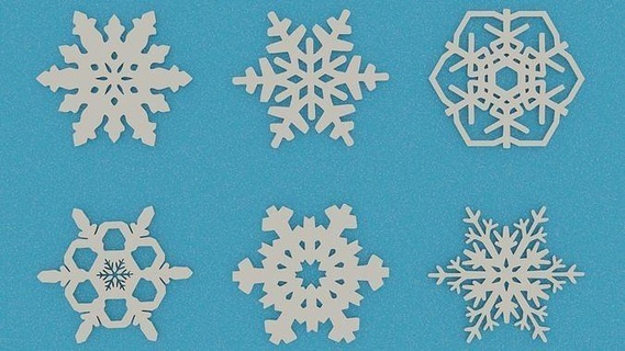 snowflake coaster set 6 pieces snowflakes 3d printable snow flake fractal new year xmas symbol illustration decoration winter christmas ice beer mat accessories tree house 3d print model - Mito3D