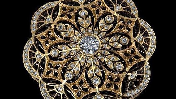 snowflake pendant let snow jewelry christmas ornament intricate elegant valentine love luxury gold enamel fashion diamonds medallion pendants classic brand 3d print model - Mito3D
