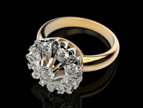 Schneeflocke ring Schmuck drucken 3dprinted bedruckbar ist Ringe design Juwel golden Mode printabl prototyping Silber Hochzeit Frau diamond 3d print model - Mito3D