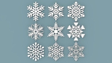 snowflaskes pack snow snowflakes abstract pattern decoration tree christmas stereolithography snowflake element futurism ice ornament winter creative toy house decor math geometry 3d print model - Mito3D