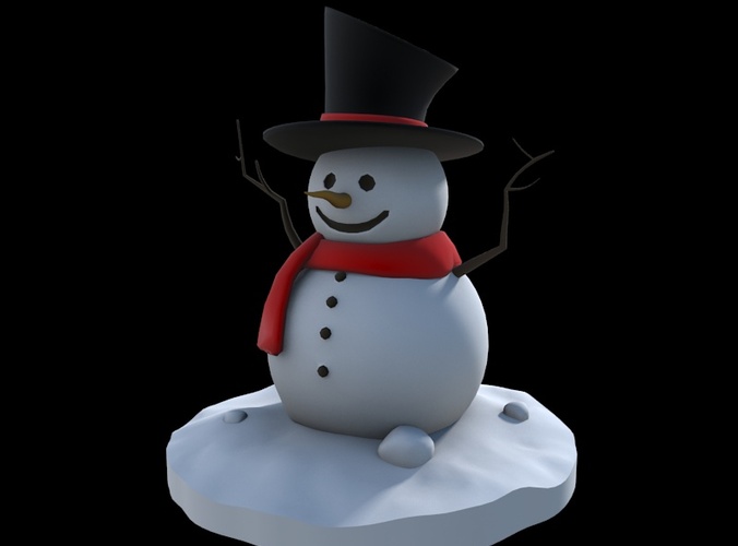bonhomme neige portant chapeau écharpe Père Noël noel dessin animé toon enfant impression 3d prêt personnage Humain fantaisie maison décor fbx 3D print model - Mito3D