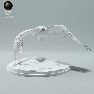 neigeux hibou animal Arctique oiseau proie plume sauvage faune créature réaliste sculpture figurine figure miniature hiver toundra neige blanc art sculptures 3d print model - Mito3D
