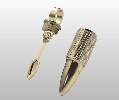 tabac priser balle cuillère or 3d imprimable bijoux crâne diamant arme argent anneaux pendentif armée munitions militaire bijou gemme platine brillant pendentifs 3d print model - Mito3D