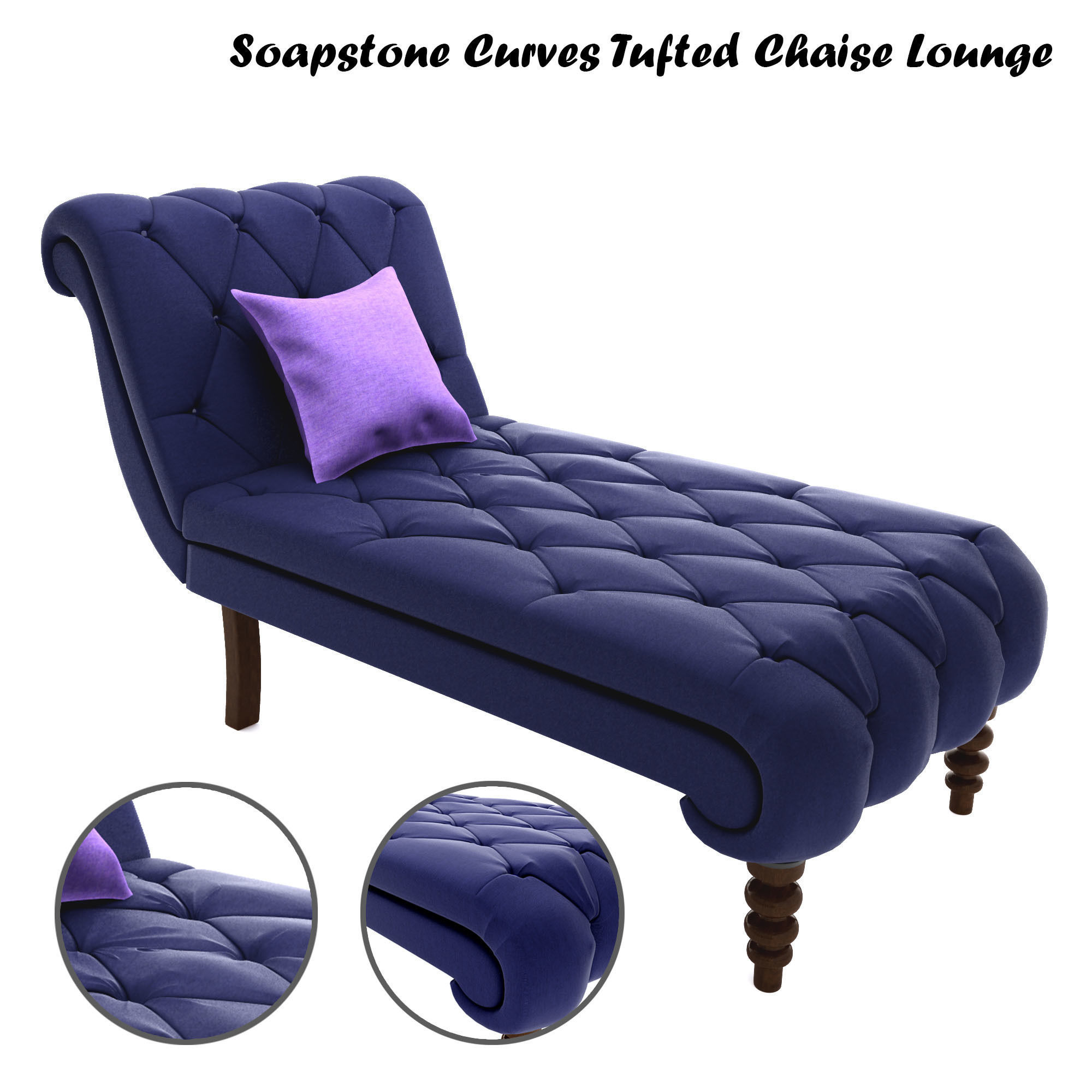 pedra-sabão curvas tufados chaise lounge a casa em tufos móveis relaxar conforto de estar assento 3D print model - Mito3D