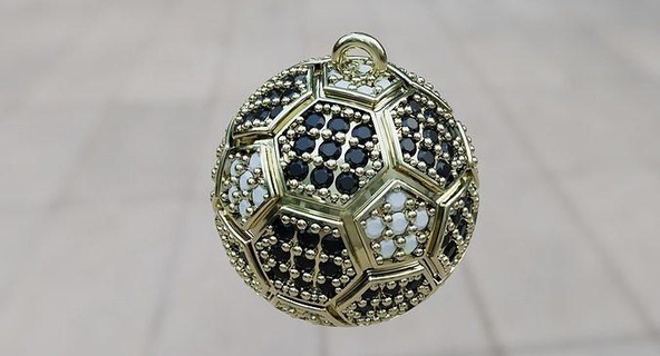 Fußball Ball Schmuck Gold Diamant druckbar Kredit 3d print model - Mito3D