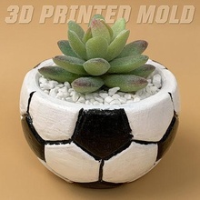 fútbol pelota plantador molde 3d maceta impresión cemento mano planta jardineras decoración hormigón minimalista emitir reutilizable balón cortar geométrico forma imprimible 3d print model - Mito3D