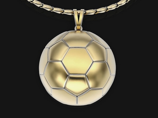 soccer football pendant jewelry silver gold print printable jewel jewellery luxury shining diamond sterling gem perpetual engagem sport ball game pendants 3d print model - Mito3D