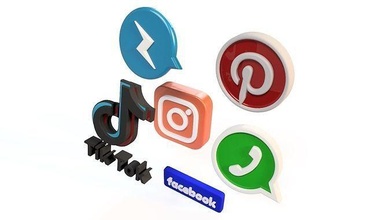 sozial medien logos logo sozialen symbol schriftart facebook instagram whatsapp emblem geometrisch gestalten tick tack zeichen text haus dekor 3d print model - Mito3D