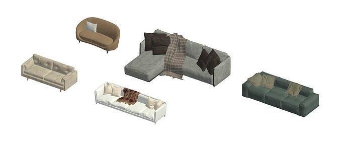sofá 3d modelo revitar mueble familia Arte minimalista interior diseño vivo asiento deco Sofa cuero 2023 casa 3d print model - Mito3D