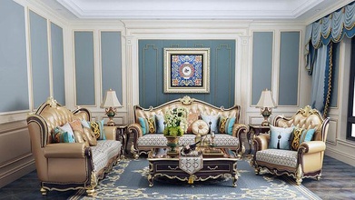 sofá clássico 5 mobília luxo ouro decoração retro interior trono poltrona salão cadeira casa Projeto família assento imperador cortina rígido 3d print model - Mito3D
