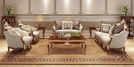 sofá clássico 6 mobília luxo ouro decoração retro interior trono poltrona salão cadeira casa Projeto imperador assento estofamento prata jóia 3d print model - Mito3D