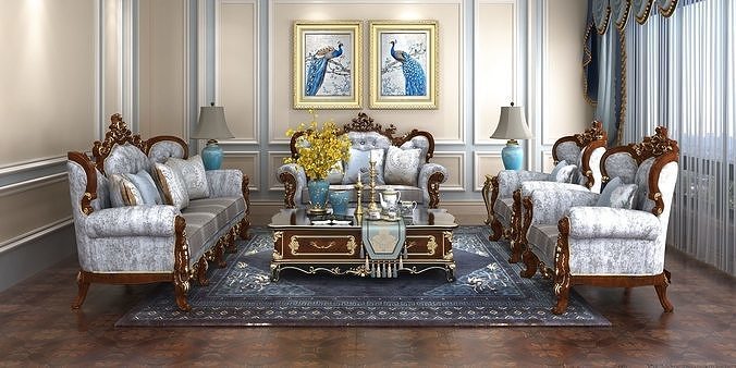 sofá clássico 7 mobília luxo ouro decoração retro interior trono poltrona salão cadeira assento Projeto jóia imperador casa gema 3D print model - Mito3D