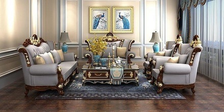 sofá clásico 7 mueble lujo oro decoración retro interior trono Sillón salón silla habitación casa diseño emperador asiento tapicería joya 3d print model - Mito3D