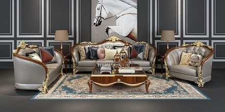 sofá clássico 8 mobília luxo ouro decoração retro interior trono poltrona salão cadeira assento Projeto tapete imperador família jóia casa 3d print model - Mito3D