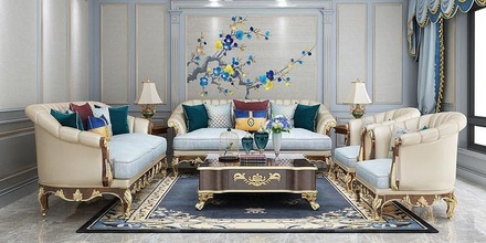 sofá clássico 8 mobília luxo ouro decoração retro interior trono poltrona salão cadeira assento luminária família tapete casa imperador Projeto 3d print model - Mito3D